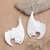 Bone dangle earrings, 'Bat Duo' - Bat Hand-Carved Bone Dangle Earrings with 925 Silver Hooks (image 2) thumbail