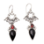 Garnet dangle earrings, 'Winged Appeal' - Bat-Themed Sterling Silver Dangle Earrings with Garnet Stone thumbail