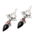 Garnet dangle earrings, 'Winged Appeal' - Bat-Themed Sterling Silver Dangle Earrings with Garnet Stone (image 2b) thumbail