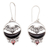 Garnet dangle earrings, 'Black Crescent Moon' - Bat & Moon Sterling Silver Dangle Earrings with Garnet Stone thumbail
