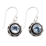 Blue topaz dangle earrings, 'Batur in Aqua' - Sterling Silver Dangle Earrings with Blue Topaz Gemstones