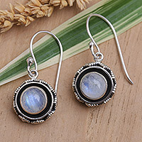 Featured review for Rainbow moonstone dangle earrings, Batur