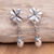 Cultured pearl dangle earrings, 'Cloverleaf' - Sterling Silver Cloverleaf Dangle Earrings with Grey Pearls (image 2) thumbail