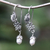 Cultured pearl dangle earrings, 'Chic Lily' - Sterling Silver Floral Dangle Earrings with Cultured Pearls