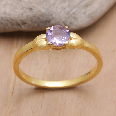 Gold-plated amethyst solitaire ring, Purple Duchess