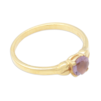 Gold-plated amethyst solitaire ring, 'Purple Duchess' - 18k Gold-Plated Solitaire Ring with Faceted Amethyst Stone