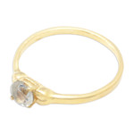Gold-plated blue topaz solitaire ring, 'Sky Duchess' - 18k Gold-Plated Solitaire Ring with Faceted Blue Topaz Gem