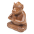 Wood statuette, 'Joyous Apprentice' - Handcrafted Brown Suar Wood Monkey Statuette from Bali