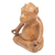 Wood statuette, 'Joyous Master' - Handmade Brown Suar Wood Monkey Statuette from Bali