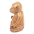 Wood statuette, 'Joyous Master' - Handmade Brown Suar Wood Monkey Statuette from Bali