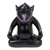 Wood statuette, 'Joyous Master at Night' - Handmade Black Suar Wood Monkey Statuette from Bali