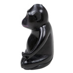 Wood statuette, 'Joyous Master at Night' - Handmade Black Suar Wood Monkey Statuette from Bali