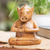 estatuilla de madera - Estatuilla de cerdo de madera de suar marrón hecha a mano de Bali