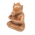 Wood statuette, 'Gentle Apprentice' - Handcrafted Brown Suar Wood Pig Statuette from Bali