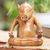 Wood statuette, 'Gentle Master' - Handmade Brown Suar Wood Pig Statuette from Bali (image 2) thumbail