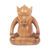 Wood statuette, 'Gentle Master' - Handmade Brown Suar Wood Pig Statuette from Bali thumbail