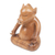 Wood statuette, 'Gentle Master' - Handmade Brown Suar Wood Pig Statuette from Bali (image 2b) thumbail