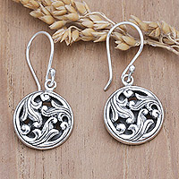 Sterling silver dangle earrings, 'Portal to Nature'