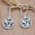 Sterling silver dangle earrings, 'Portal to Nature' - Sterling Silver Round Dangle Earrings with Leafy Motifs (image 2) thumbail
