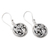 Sterling silver dangle earrings, 'Portal to Nature' - Sterling Silver Round Dangle Earrings with Leafy Motifs (image 2b) thumbail