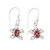 Garnet dangle earrings, 'Tiny Red Sage' - Natural One-Carat Garnet Tortoise Dangle Earrings