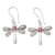 Garnet dangle earrings, 'Passionate Change' - Dragonfly Dangle Earrings with Natural Garnet Stones (image 2a) thumbail