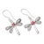 Garnet dangle earrings, 'Passionate Change' - Dragonfly Dangle Earrings with Natural Garnet Stones (image 2b) thumbail
