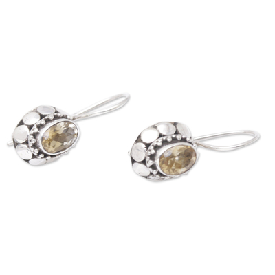 Citrine drop earrings, 'Yellow Mirage' - Sterling Silver Drop Earrings with Faceted Citrine Stones