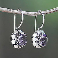Amethyst drop earrings, 'Purple Mirage' - Sterling Silver Drop Earrings with Faceted Amethyst Stones