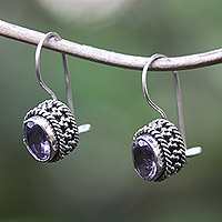 Amethyst drop earrings, 'Purple Essence' - Sterling Silver Drop Earrings with One-Carat Amethyst Gems