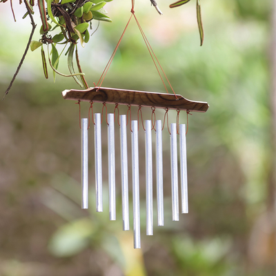 Bamboo mini wind chimes, 'Sounds of Memories' - Bamboo and aluminium Mini Wind Chimes Handmade in Bali