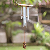 Bamboo wind chimes, 'Echo of Voice' - Bamboo and Aluminum Wind Chimes Handcrafted in Bali