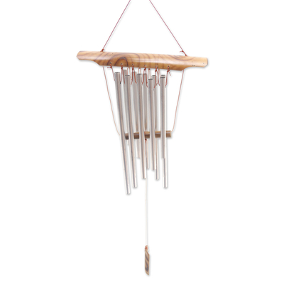 Bamboo wind chimes, 'Echo of Voice' - Bamboo and Aluminum Wind Chimes Handcrafted in Bali
