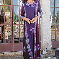 Vestido largo de rayón batik - Vestido largo de rayón batik hecho a mano con detalles tradicionales