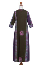 Batik rayon maxi dress, 'Vintage Magenta Batik' - Handmade Batik Rayon Maxi Dress with Traditional Details