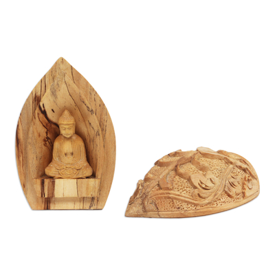 Estatuilla de madera de dos piezas - Estatuilla de madera de dos piezas de Buda tallada a mano en Bali