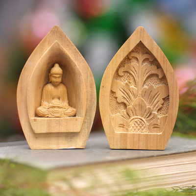 Two-piece wood statuette, Solitude and Peace
