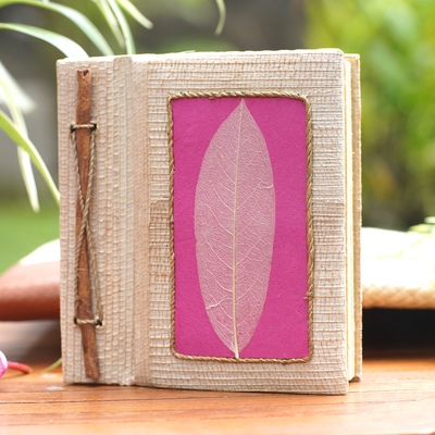 diario de fibras naturales - Diario de fibra natural ecológico hecho a mano en rosa