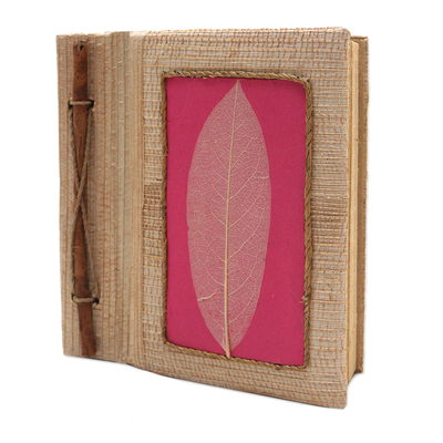 diario de fibras naturales - Diario de fibra natural ecológico hecho a mano en rosa
