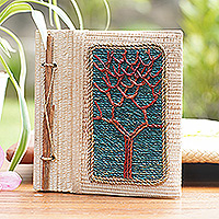 Natural fiber journal, 'Under The Tree' - Hand-Crafted Eco-Friendly Natural Fiber Tree-Themed Journal