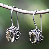 Pendientes colgantes de citrino - Aretes colgantes de plata esterlina con gemas de citrino de un quilate