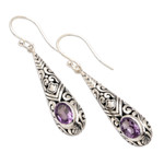 Amethyst dangle earrings, 'Heavenly Queen in Purple' - Traditional Dangle Earrings with One-Carat Amethyst Gems