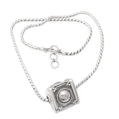Sterling silver pendant necklace, 'Triangular Fortune' - Sterling Silver Geometric Pendant Necklace from Java
