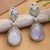 Rainbow moonstone dangle earrings, 'Harmonious Dame' - Rainbow Moonstone Dangle Earrings with Traditional Motifs thumbail