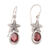 Garnet dangle earrings, 'Passionate Star' - Sterling Silver Marine Dangle Earrings with Garnet Gemstones