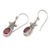 Garnet dangle earrings, 'Passionate Star' - Sterling Silver Marine Dangle Earrings with Garnet Gemstones