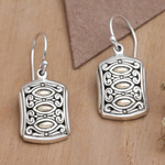 Gold-accented dangle earrings, 'Divine Glances' - Traditional 18k Gold-Accented Dangle Earrings from Bali