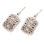 Gold-accented dangle earrings, 'Divine Glances' - Traditional 18k Gold-Accented Dangle Earrings from Bali
