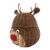 Rattan basket, 'Secret Holiday Reindeer' - Holiday Reindeer Rattan Basket Painted by Hand