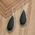 Lava stone dangle earrings, 'Dark Drop' - Sterling Silver Teardrop Dangle Earrings with Lava Stone (image 2) thumbail